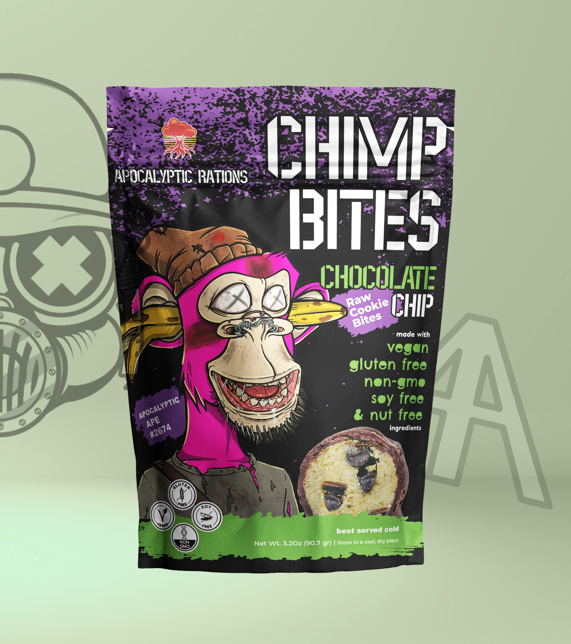 Chocolate Chip Raw Cookie Bites - Apocalyptic Ape #2674